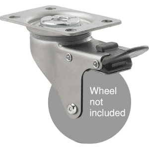 K Series zinc fork for a 65mm wheel, swivel plate, total brake, grey seal & pedal.