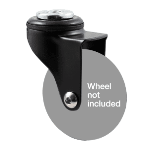 Midnight Black M Series, decorative black powder-coat fork for 75mm x 28mm wheel, swivel bolt hole, Chicago screw.