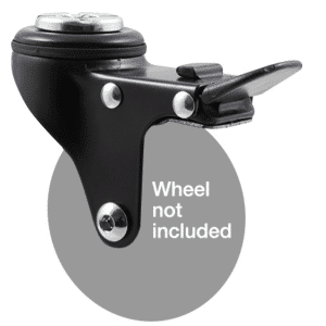 Midnight Black K Series, decorative black powder-coat fork, Midnight Black for 75mm x 28mm wheel, swivel plate, total brake.