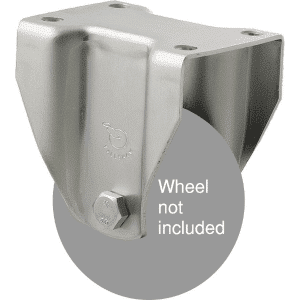 K Series zinc fork for a 75mm x 28mm wheel, fixed plate, hex bolt.