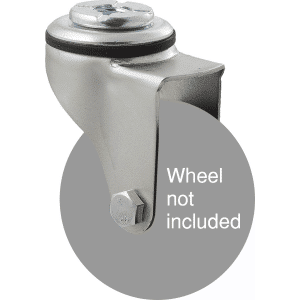 K Series zinc fork for a 75mm x 28mm wheel, swivel bolt hole, hex bolt.