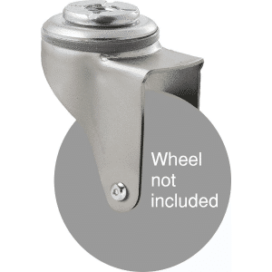 K Series zinc fork for a 75mm x 28mm wheel, swivel bolt hole, hex bolt, grey seal, Chicago screw.