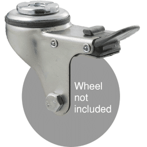 K Series zinc fork for 75mm x 28mm wheel, swivel bolt hole, total brake, grey seal & pedal.