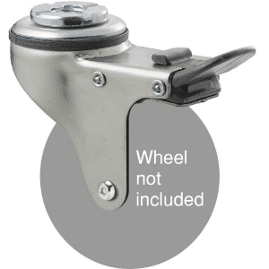 K Series zinc fork for 75mm x 28mm wheel, swivel bolt hole, total brake, grey seal & pedal.