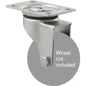 K Series zinc fork for a 75mm x 28mm wheel, swivel plate, hex bolt.