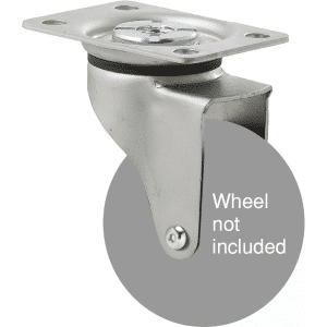 K Series zinc fork for a 75mm x 28mm wheel, swivel plate, Chicago screw.