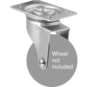 K Series zinc fork for a 75mm x 28mm wheel, swivel plate, Chicago screw, grey seal.