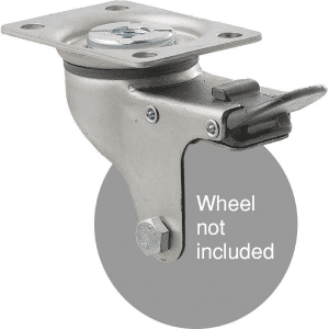 K Series zinc fork for 75mm x 28mm wheel, swivel plate, total brake, grey seal & pedal.