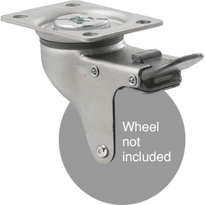 K Series zinc fork for a 75mm x 28mm wheel, swivel plate, total brake, grey seal & pedal.