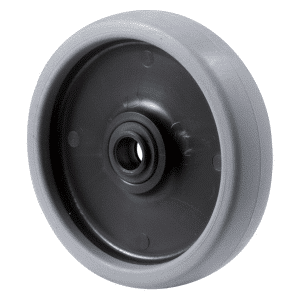 K Series castor, 100mm x 23mm TPE rubber wheel, plain bearing, swivel bolt hole, total brake, grey seal and red pedal, 50 kg load rating