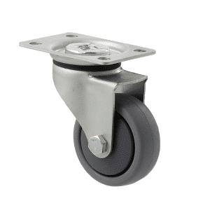 K Series castor, 65mm x 23mm TPE rubber wheel, plain bearing, swivel zinc plate, 50 kg load rating