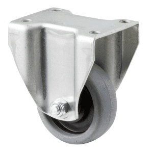 K Series castor, 65mm x 23mm TPE rubber wheel, plain bearing, fixed plate, 50 kg load rating