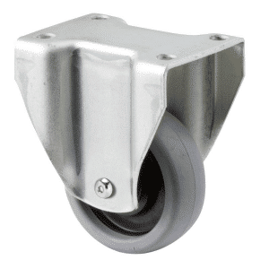 K Series castor, 65mm x 23mm TPE rubber wheel, plain bearing, fixed plate, Chicago screw axle, 50 kg load rating