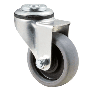 K Series castor, 65mm x 23mm TPE rubber wheel, plain bearing, swivel bolt hole, 50 kg load rating