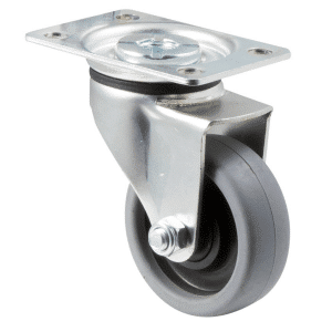 K Series castor, 65mm x 23mm TPE rubber wheel, plain bearing, swivel zinc plate, 50 kg load rating
