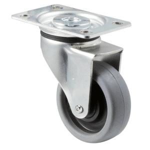 K Series castor, 65mm x 23mm TPE rubber wheel, plain bearing, swivel plate, Chicago screw, 50 kg load rating