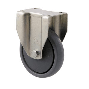 K Series castor, 100mm x 23mm TPE rubber wheel, precision bearing, thread guard, fixed plate, 50 kg load rating