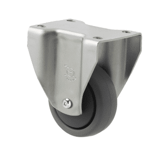 K Series castor, 65mm x 23mm TPE rubber wheel, precision bearing, thread guard, fixed plate, Chicago screw axle, 50 kg load rating