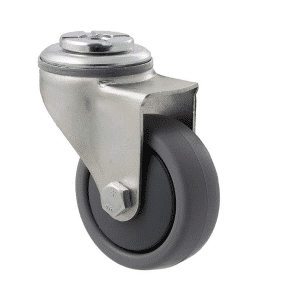 K Series castor, 65mm x 23mm TPE rubber wheel, precision bearing, thread guard, swivel bolt hole, grey seal, 50 kg load rating