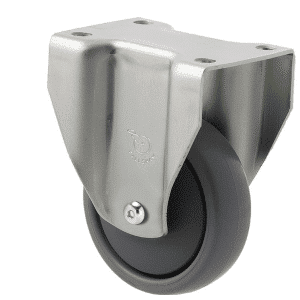 K Series castor, 75mm x 28mm x 23mm TPE rubber wheel, thread guard, fixed plate, precision bearing, Chicago screw axle, 50 kg load rating