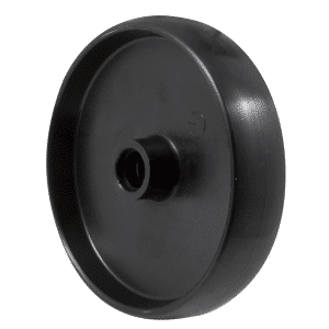 K Series, 100mm x 23mm hard black nylon wheel, 70 kg load rating, nylon plain bearing, hubx bore: 30x8mm