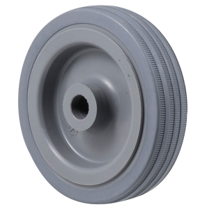 K Series, 100mm x 23mm grey rubber wheel, 50 kg load rating, plain bearing, hub x bore: 30x 12mm.