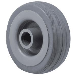 K Series, 65mm x 23mm grey rubber wheel, plain bearing, hubx bore: 30 x 12mm, 50 kg load rating