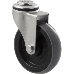 K Series castor, 100mm x 23mm polyurethane (PU) wheel, plain bearing, swivel bolt hole, 100 kg load rating