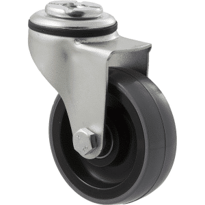 K Series castor, 75mm x 28mm x 23mm polyurethane (PU) wheel, plain bearing, swivel bolt hole, 100 kg load rating