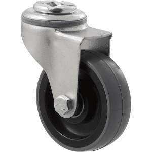K Series castor, 75mm x 28mm x 23mm polyurethane (PU) wheel, plain bearing, swivel bolt hole, grey seal, 100 kg load rating