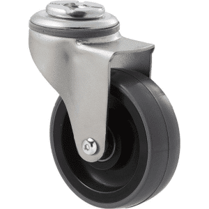 K Series castor, 75mm x 28mm x 23mm polyurethane (PU) wheel, plain bearing, swivel bolt hole, Chicago screw axle, grey seal, 100 kg load rating