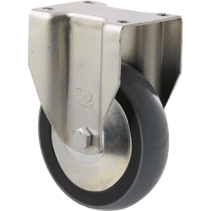 K Series castor, 100mm x 23mm polyurethane (PU) wheel, thread guard, precision bearing, fixed plate, 100 kg load rating