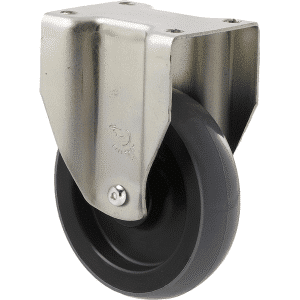 K Series castor, 100mm x 23mm polyurethane (PU) wheel, precision bearing, fixed plate, Chicago screw axle, 100 kg load rating
