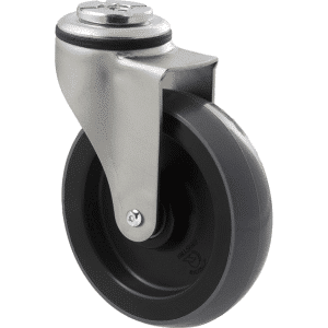 K Series castor, 100mm x 23mm polyurethane (PU) wheel, precision bearing, swivel bolt hole, Chicago screw axle, 100 kg load rating
