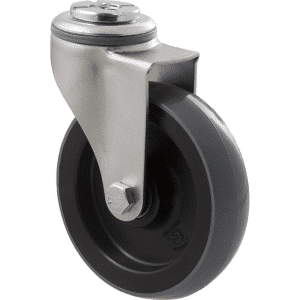 K Series castor, 100mm x 23mm polyurethane (PU) wheel, precision bearing, swivel bolt hole, grey seal, 100 kg load rating