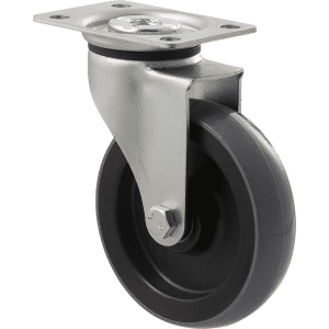 K Series castor, 100mm x 23mm polyurethane (PU) wheel, precision bearing, swivel plate, zinc, 100 kg load rating