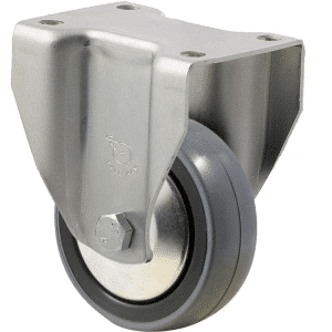 K Series castor, 75mm polyurethane (PU) on nylon wheel, fixed plate thread guard, precision bearing, 100 kg load rating
