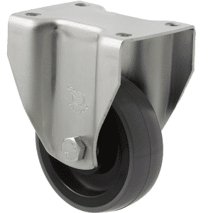 K Series castor, 75mm x 28mm x 23mm polyurethane (PU) wheel, precision bearing, fixed plate, 100 kg load rating