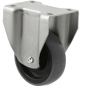 K Series castor, 75mm x 28mm x 23mm polyurethane (PU) wheel, precision bearing, fixed plate, Chicago screw axle, 100 kg load rating