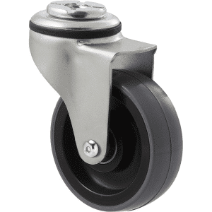 K Series castor, 75mm x 28mm x 23mm polyurethane (PU) wheel, precision bearing, swivel bolt hole, Chicago screw axle, 100 kg load rating