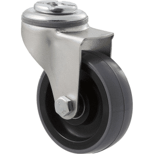 K Series castor, 75mm x 28mm x 23mm polyurethane (PU) wheel, precision bearing, swivel bolt hole, grey seal, 100 kg load rating