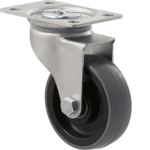 K Series castor, 75mm x 28mm x 23mm polyurethane (PU) wheel, precision bearing, swivel plate, zinc, grey seal, 100 kg load rating