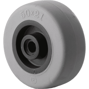 L Series castor, 50mm x 20mm grey TPE wheel, plain bearing, 30 kg, swivel bolt hole with brake.