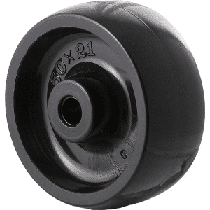 L Series castor, 50mm x 20mm black hard nylon wheel, plain bearing, 30 kg, swivel bolt holewith brake.