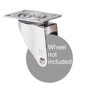 M Deluxe decorative chrome- plated swivel plate fork for a 100mm diameter wheel.