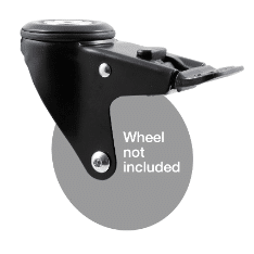 Midnight Black M Series decorative black powder-coat swivel bolt hole fork for a 100mm wheel.