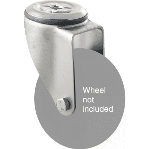 M Series, swivel bolt hole zinc fork for a 100mm diameter wheel.
