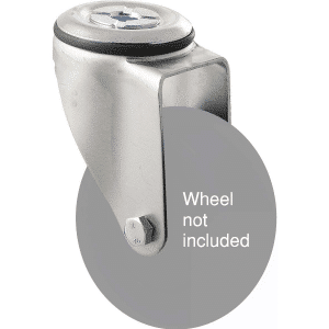 M Series, swivel bolt hole zinc fork for a 100mm diameter wheel, black seal.