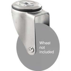 M Series, swivel bolt hole zinc fork, Chicago screw axle, black seal for a 100mm diameterwheel.