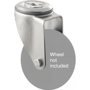 M Series, swivel bolt hole zinc fork with grey seal for a 100mm diameter wheel.